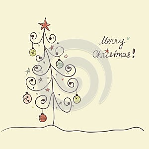 Card with Christmas tree