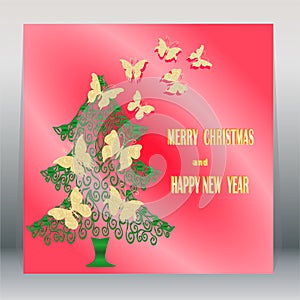 Card with Christmas in vector.