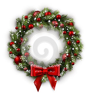 Card with Christmas wreath