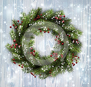 Card with Christmas wreath