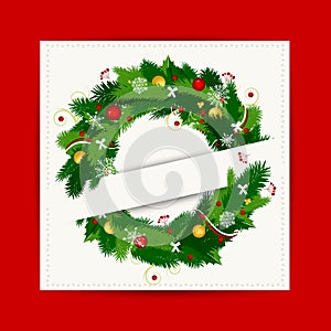 Card with christmas wreath for your design
