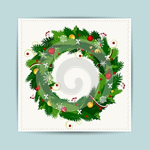 Card with christmas wreath for your design