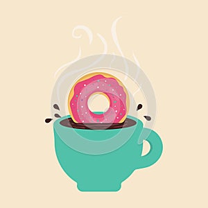 Card with coffee and donut