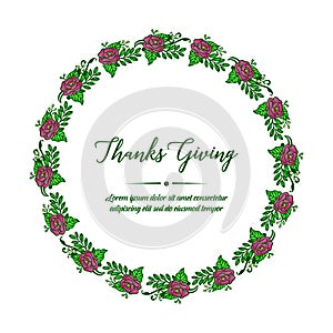 Card collection thanksgiving, with shape cirlcle of rose flower frame. Vector