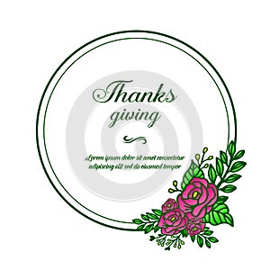 Card collection thanksgiving, with shape cirlcle of rose flower frame. Vector