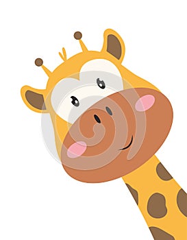 Card with cute giraffe isolated on white