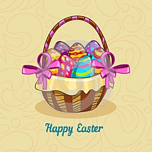 Card with Easter eggs in a basket