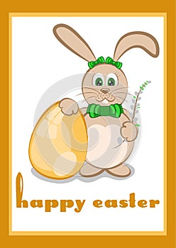 Card for Easter with little easter bunny