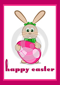 Card for Easter with little easter bunny