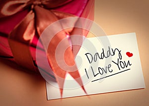 Card of fathers day and prensent box