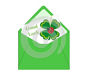 Card with four leaf clover