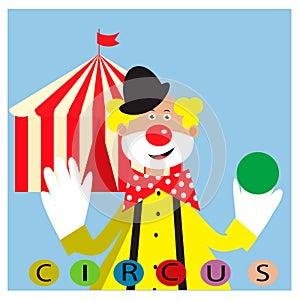 Card with funny clown juggling balls