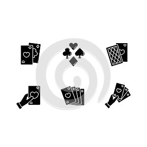 Card games black glyph icons set on white space
