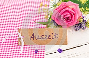 Card with german word, Auszeit, means timeout as gift for Valentines or Mothers day