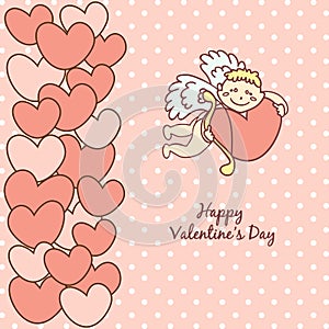 Card Happy Valentine's Day, cupid with bow