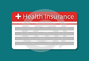 Card of health insurance. Icon of medical insurance. Symbol of healthcare with payment. Assurance for life in hospital. Pay from