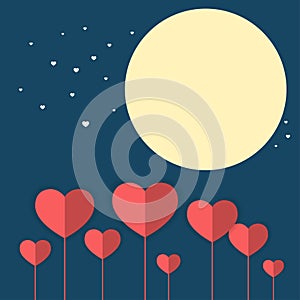 Card with heards. Flat design