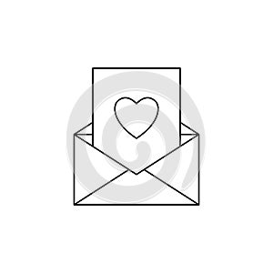 card with heart in envelope icon. Element of mother day for mobile concept and web apps. Thin line icon for website design and de