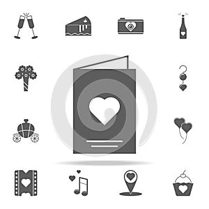 card with heart icon. Romance icons universal set for web and mobile