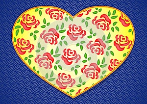 Card with heart and roses