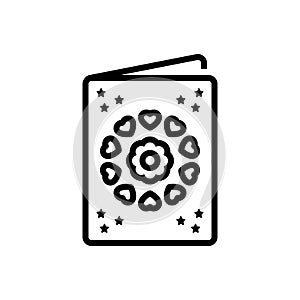 Black line icon for Card, message and event