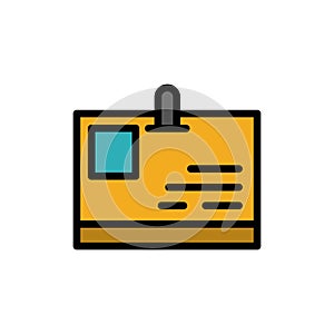 Card, ID Card, Identity, Pass  Flat Color Icon. Vector icon banner Template
