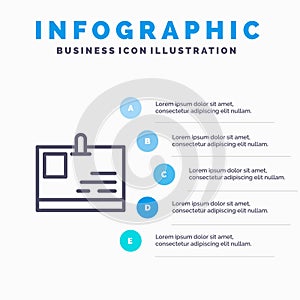 Card, ID Card, Identity, Pass Line icon with 5 steps presentation infographics Background