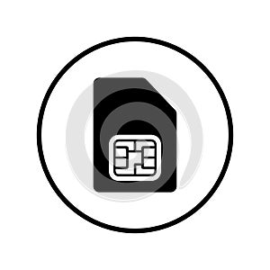 Card, identity, module, sim icon. Black vector graphics