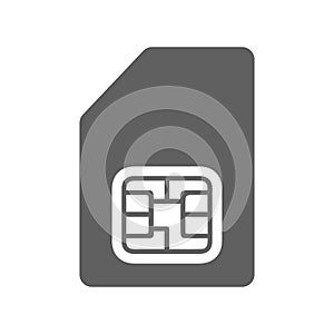 Card, identity, module, sim icon. Gray vector graphics