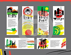 Card and illustration cities of Asia to print.