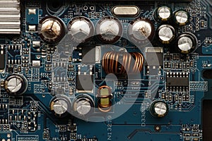 Card with integrated circuit and other electronic components.