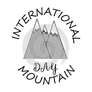 Card for international mountain day in a linear style.