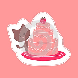 Card with kitty and cake