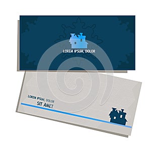 Card with logo house on blue abstract background template for corporative business card