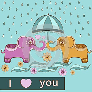 Card love elephants