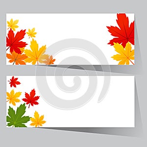 Card with maple autumn leaves