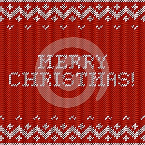 Card of Merry Christmas 2015 with knitted texture