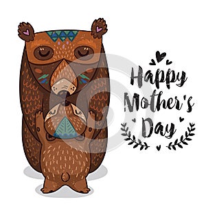 Card for Mothers Day with bears