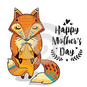 Card for Mothers Day with foxes photo