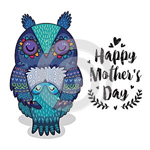 Card for Mothers Day with owls