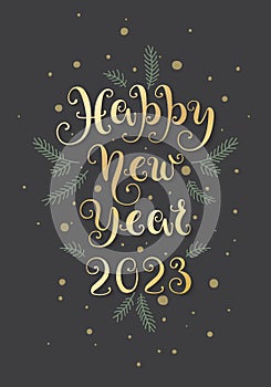 Happy New Year 2023 card, poster.