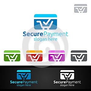 Card Online Secure Payment Logo for Security Online Shopping. Financial Transaction. Sending Money. Mobile Banking Service