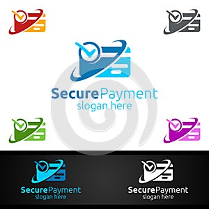 Card Online Secure Payment Logo for Security Online Shopping. Financial Transaction. Sending Money. Mobile Banking Service