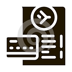 card for payment and check in duty free icon Vector Glyph Illustration