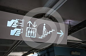 Card payment sign and stairs photo