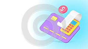 Card payment success cashless financial banking transaction complete 3d icon realistic vector