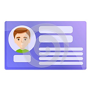 Card pesonal data icon, cartoon style