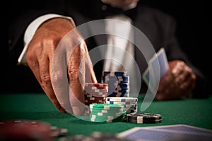 Card player gambling casino chips
