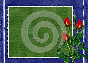 Card with red rose on the darkblue background