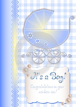 Card in scrapbooking style for greetings with newborn boy